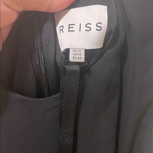 Womens Like New Reiss Black Metallic Coral Design Flowey Tiered Shift Mini Dress - Picture 6 of 9